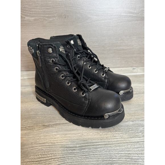 HARLEY-DAVIDSON Men\'s Chipman Leather Riding Boots Zip Boots Hard Toe Size 8